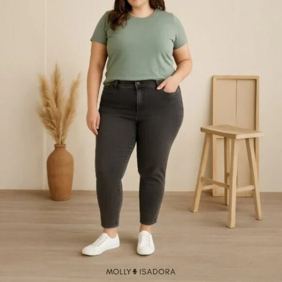 Molly & Isadora Leroy Black Wash Ankle Skinny Jeans Size 16W - Picture 15 of 15